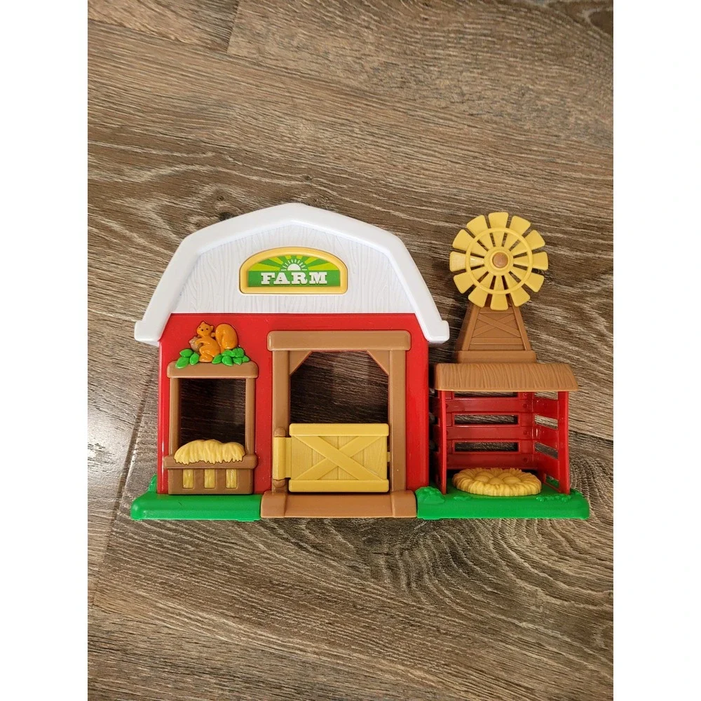 Red Toy Barn Playset with Spinning Windmill and Moving Gate Farmhouse Toddler